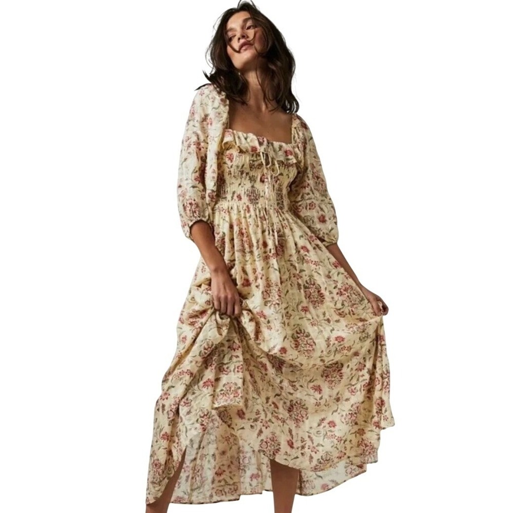 Free People Oasis Printed Floral Midi Dress XL